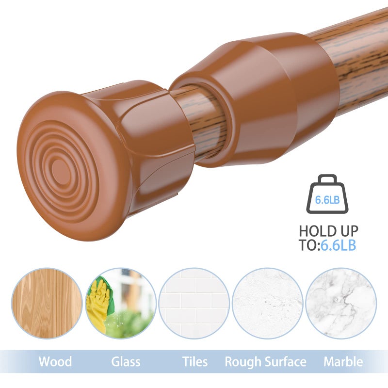 AIZESI Spring Tension Curtain Rods Short Tension Rod (Wood, 16" to 28"-2Pcs, Optimum Scope of Application 16 to 24 inch, Can't Hang Heavy Curtains) - Image 2